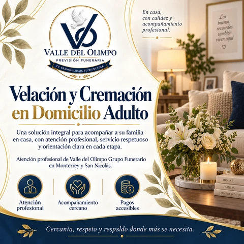 Pieza gráfica de previsión: velacion cremacion domicilio