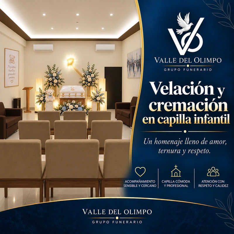 Material gráfico de velación y cremación infantil en capilla